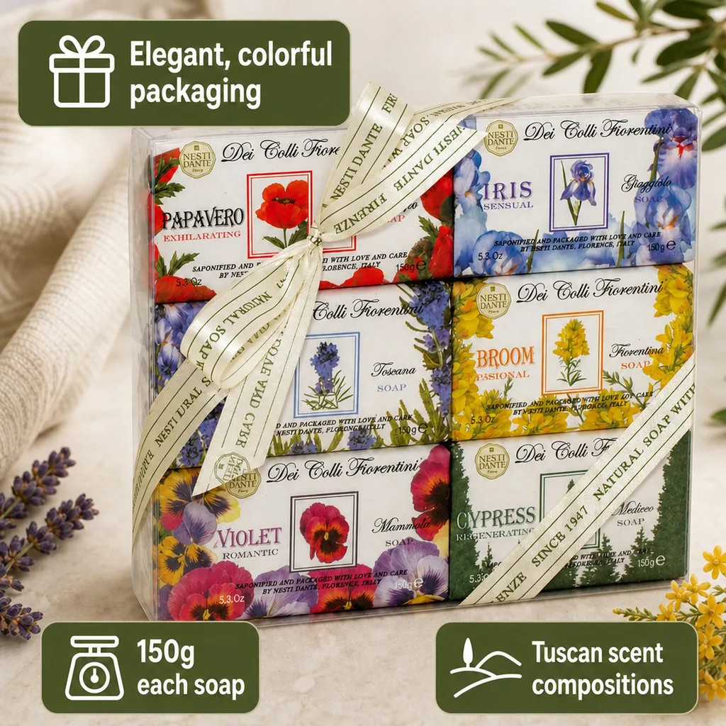 Artisanal Soap Set, 6 x 150 g, Natural Soap, Bar Soap