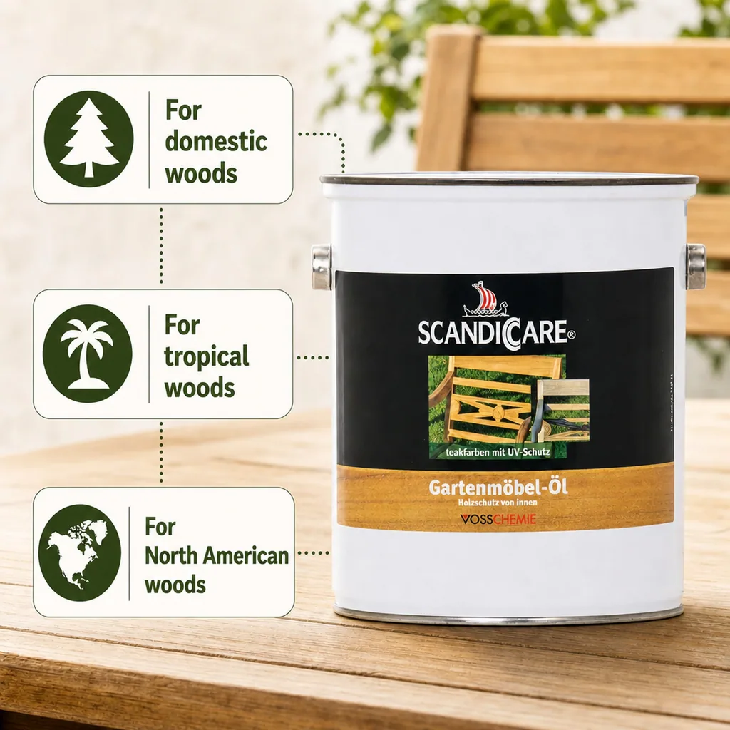 Garden Furniture Oil 3 Liter, UV Protection Oil, Wood Furniture Oil