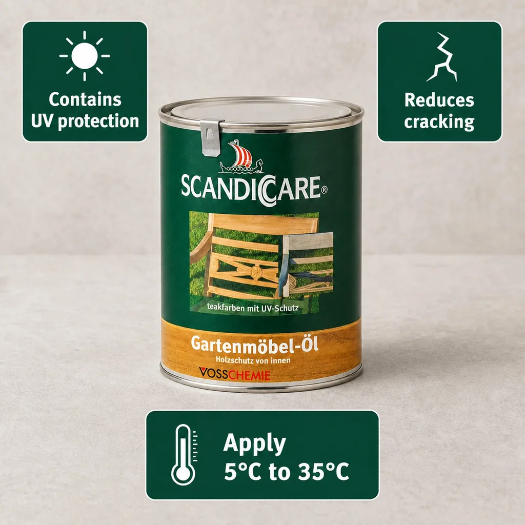 Garden Furniture Oil 1 Liter, UV Protection Wood Finish, Outdoor Furniture Oil