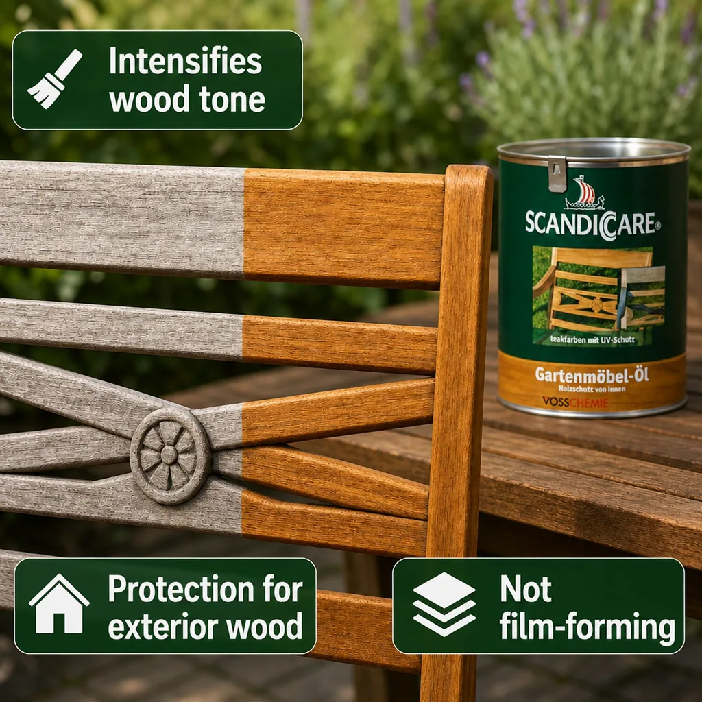 Garden Furniture Oil 1 Liter, UV Protection Wood Finish, Outdoor Furniture Oil