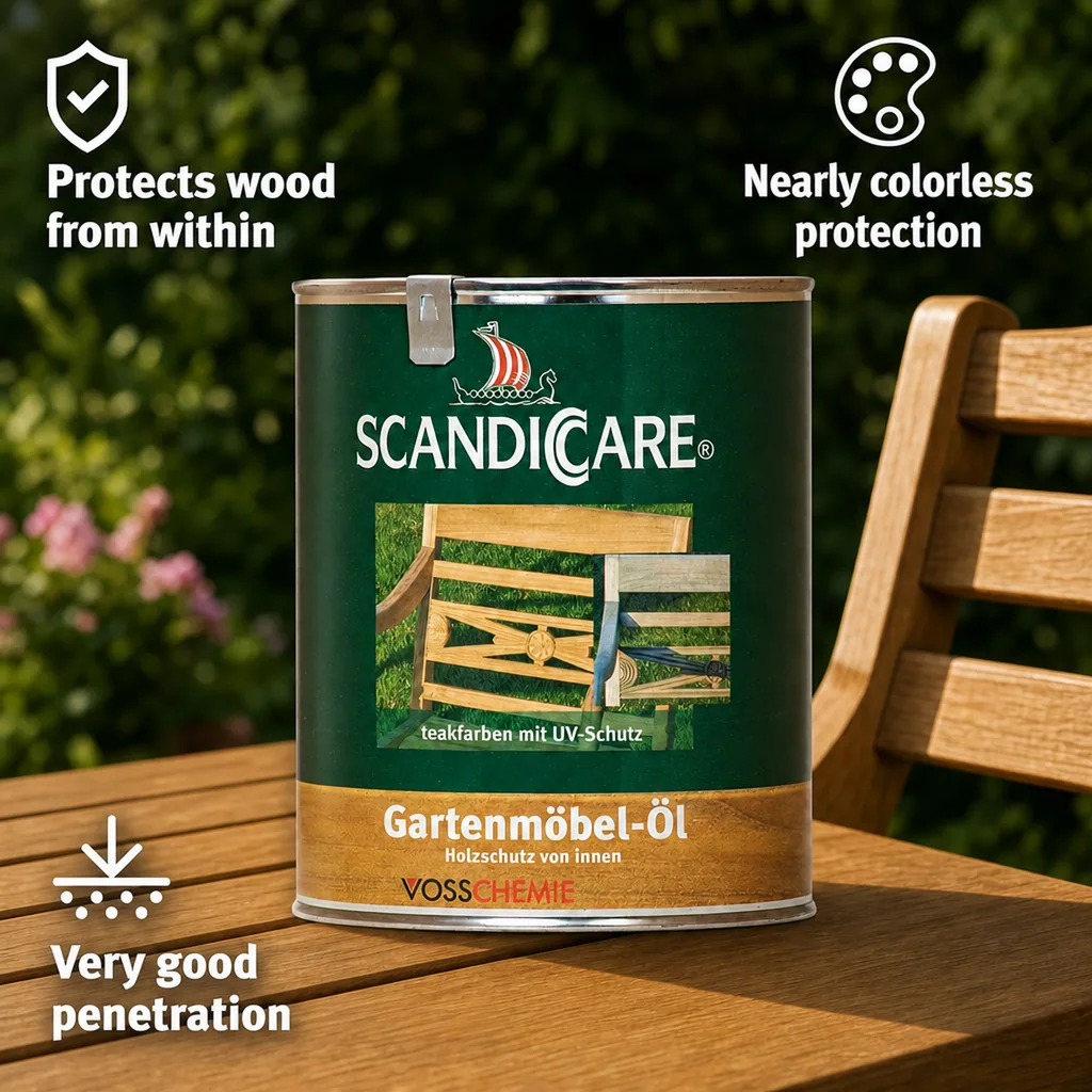 Garden Furniture Oil 1 Liter, UV Protection Wood Finish, Outdoor Furniture Oil
