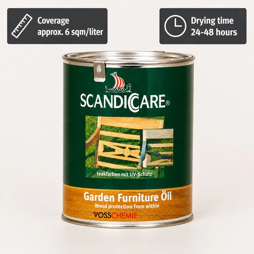 Garden Furniture Oil 1 Liter, UV Protection Wood Finish, Outdoor Furniture Oil