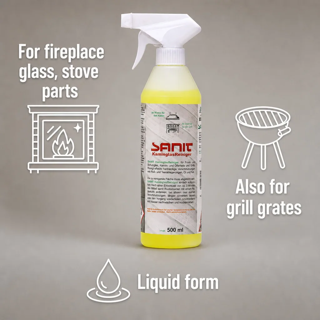 Fireplace Glass Cleaner 500 ml, Wood Stove Glass Cleaner, Fireplace Cleaner