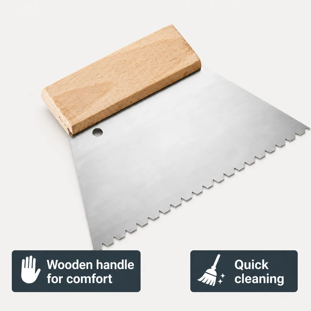 Notched Trowel, 850 F/m², B3 Fine, 180 mm/150 mm, Flooring Trowel