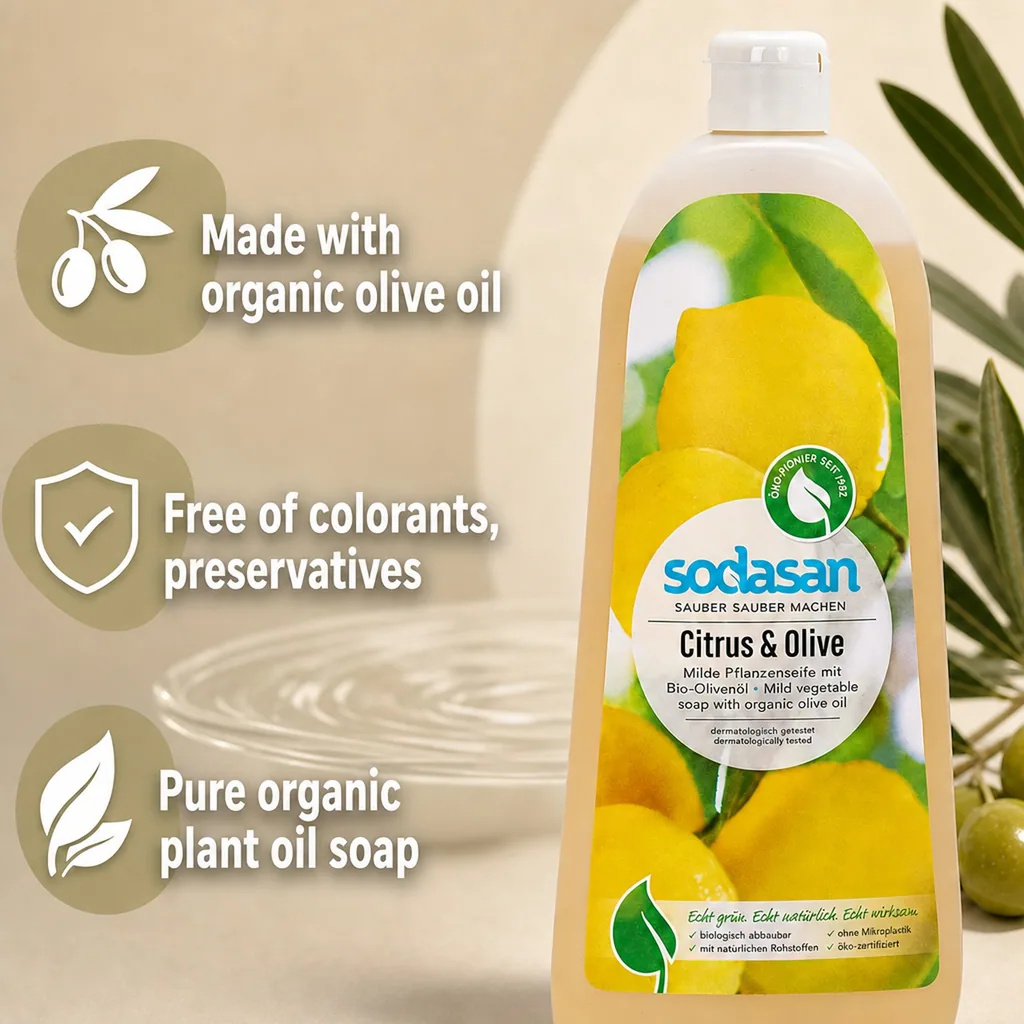 Liquid Hand Soap, Natural Hand Soap, Citrus Olive, 1 Liter Plant Based Soap