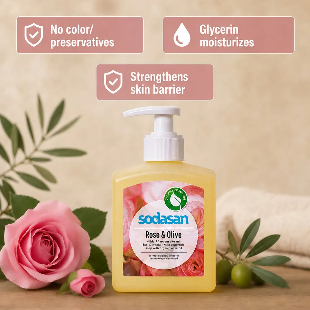 Liquid Hand Soap, Rose Olive Scented, Natural Hand Soap, Plant Based, 300 ml