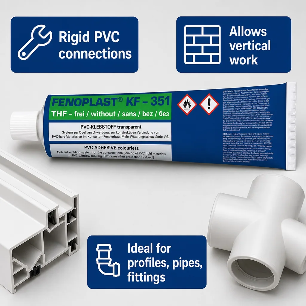 PVC Cement, 180 g/200 ml, Clear PVC Cement, for Rigid PVC