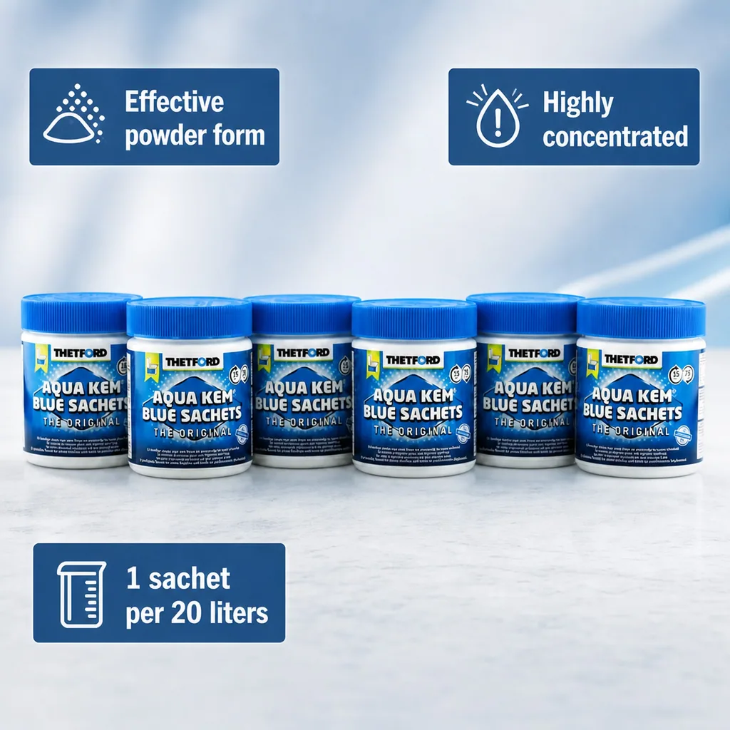Toilet Sachets, Portable Toilet Chemicals, 15 Sachets per Container, 6 Doses