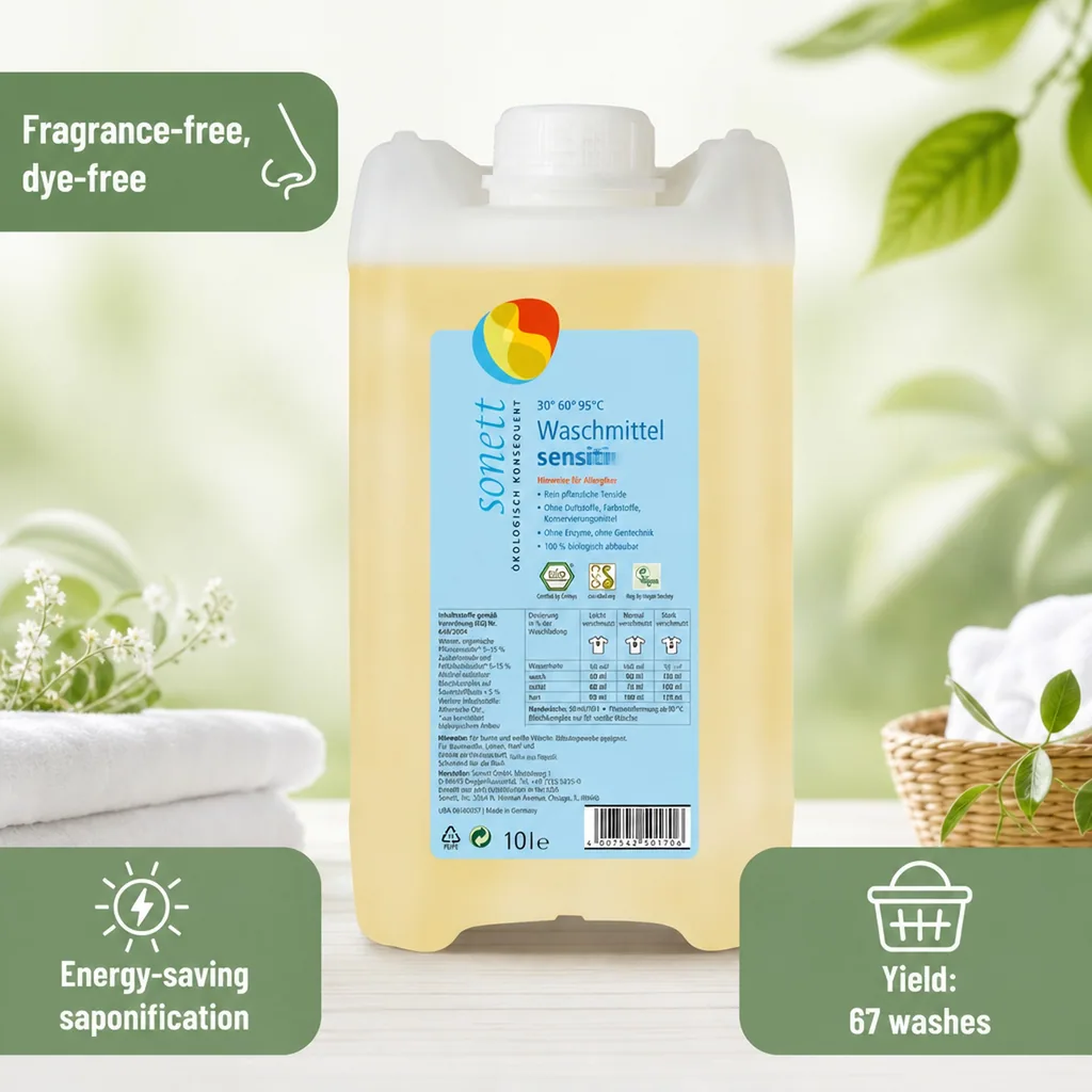 Sensitive Laundry Detergent 5 Liter, Fragrance Free, Dye Free