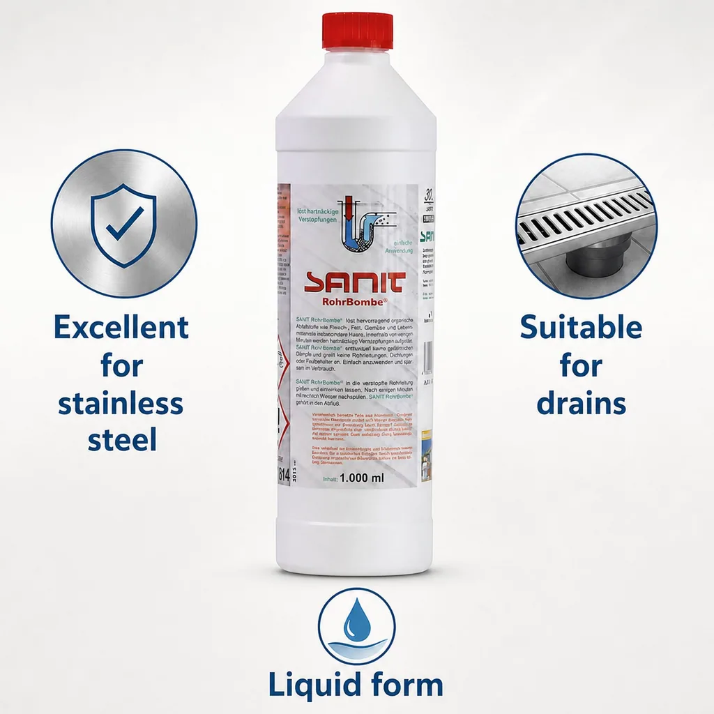 Drain Cleaner, Liquid, 1 Liter, Pipe Cleaner, Clog Remover