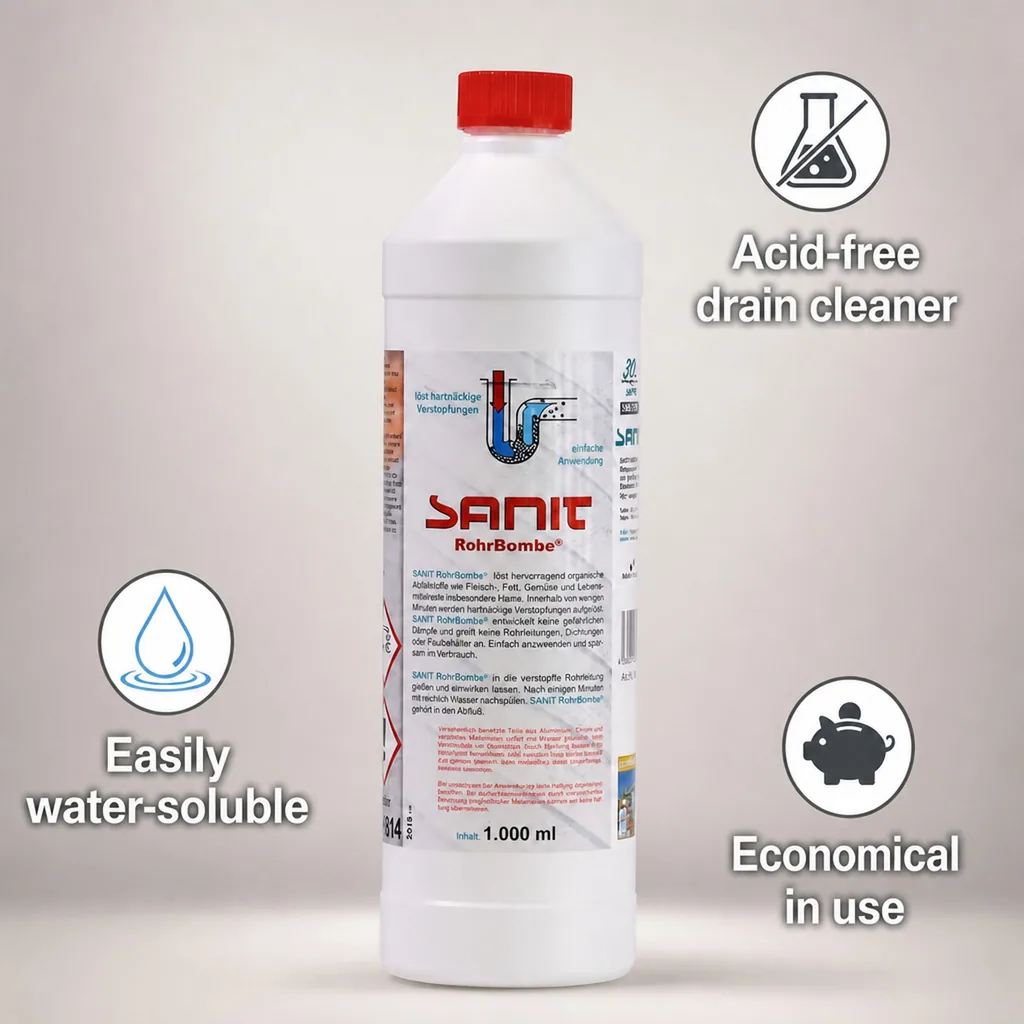 Drain Cleaner, Liquid, 1 Liter, Pipe Cleaner, Clog Remover
