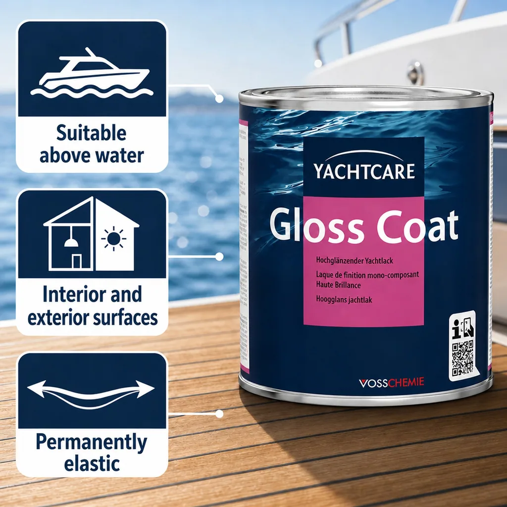Marine Paint, Gloss Coat 750 ml, High Gloss Yacht Varnish, white
