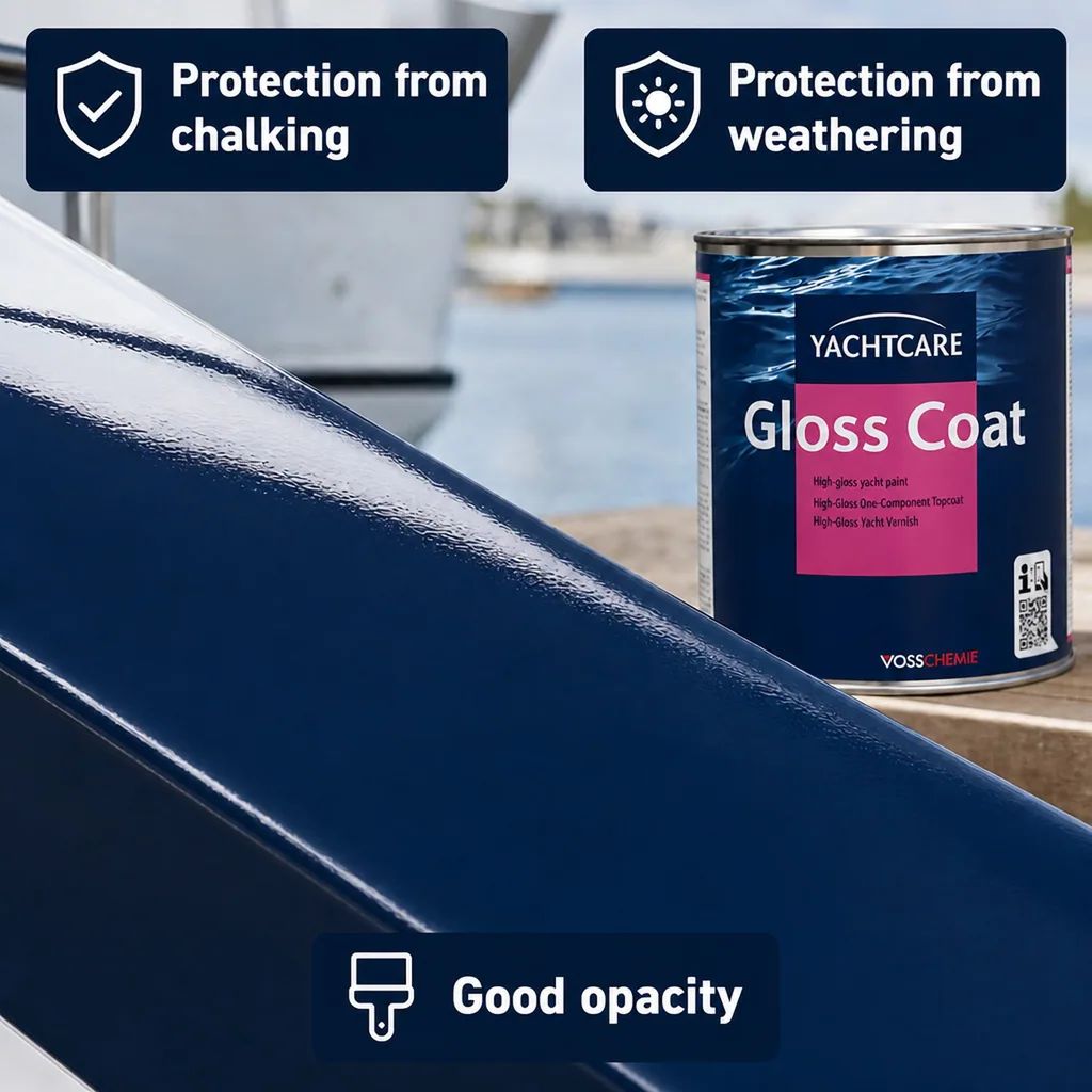 Marine paint, Gloss coat, navy blue, high gloss, Yachtlack 750 ml