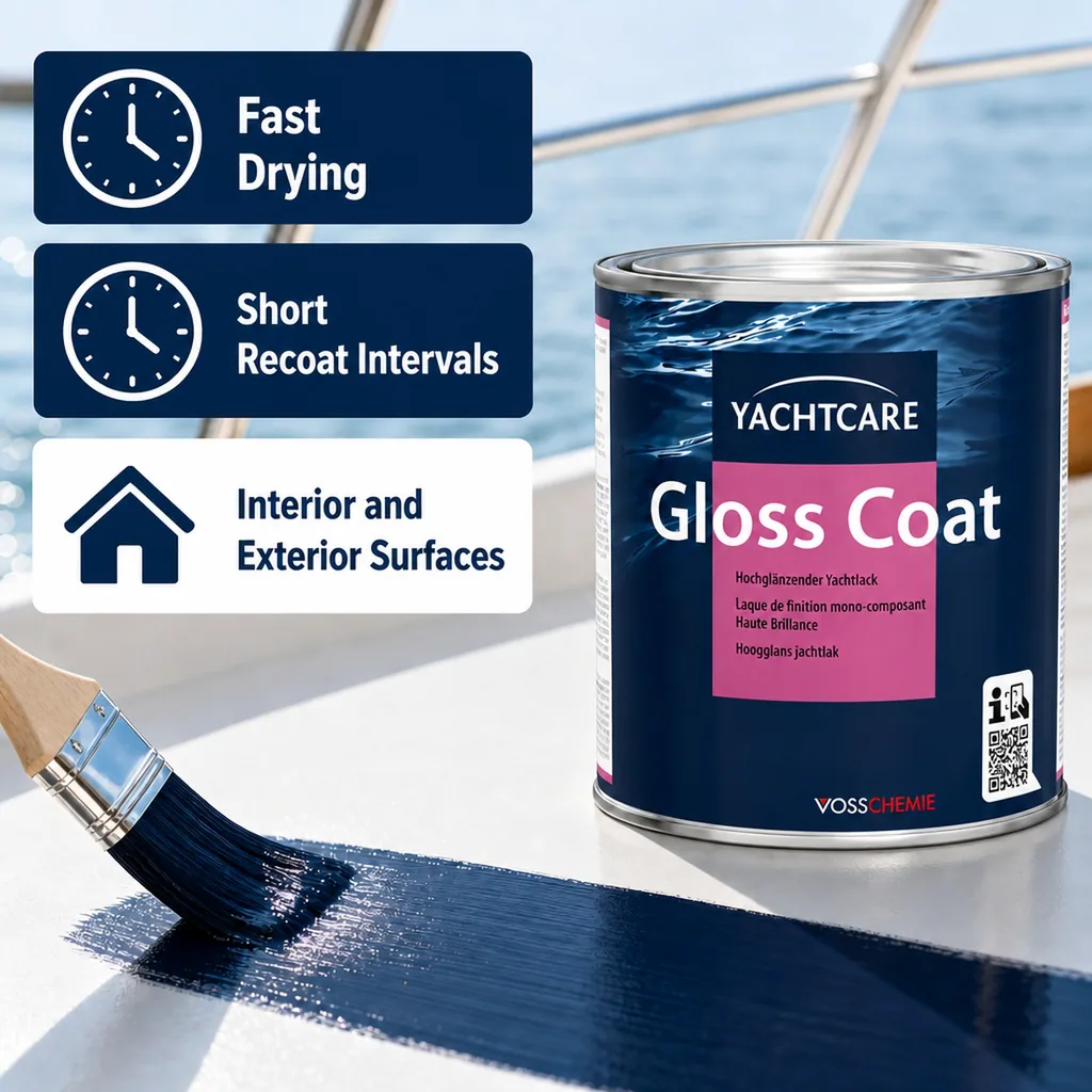 Marine paint, Gloss coat, navy blue, high gloss, Yachtlack 750 ml