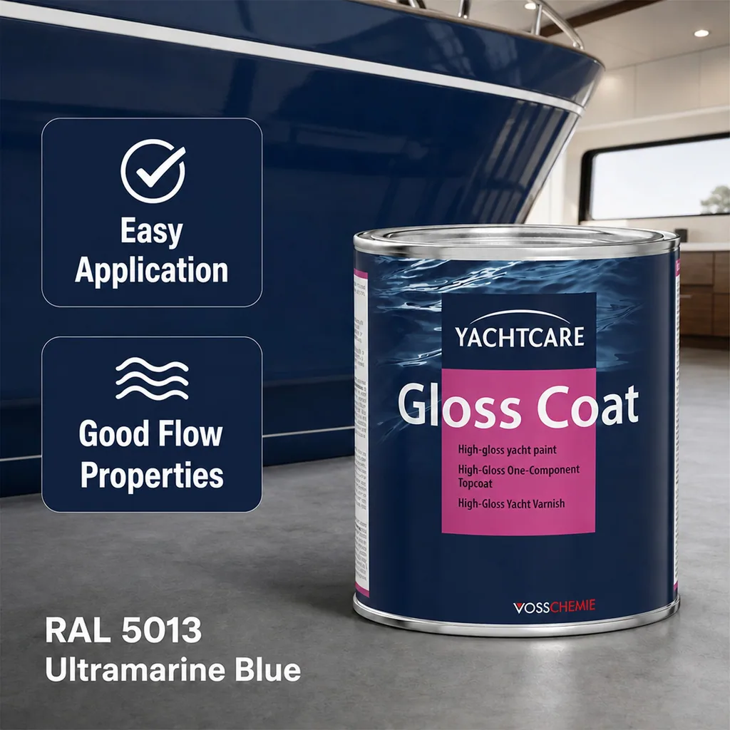 Marine paint, Gloss coat, navy blue, high gloss, Yachtlack 750 ml