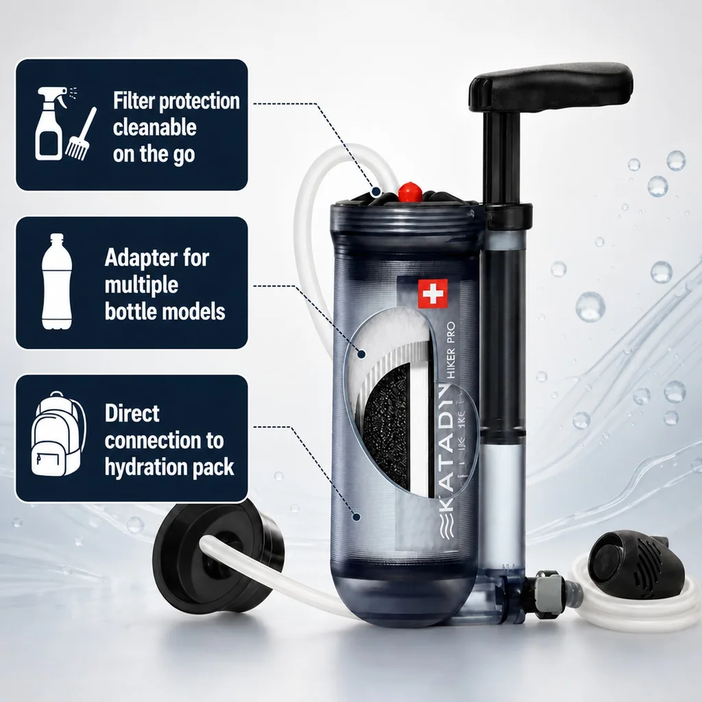 Water Filter, Portable Water Filter, Hiking Water Filter, Transparent Water Purifier