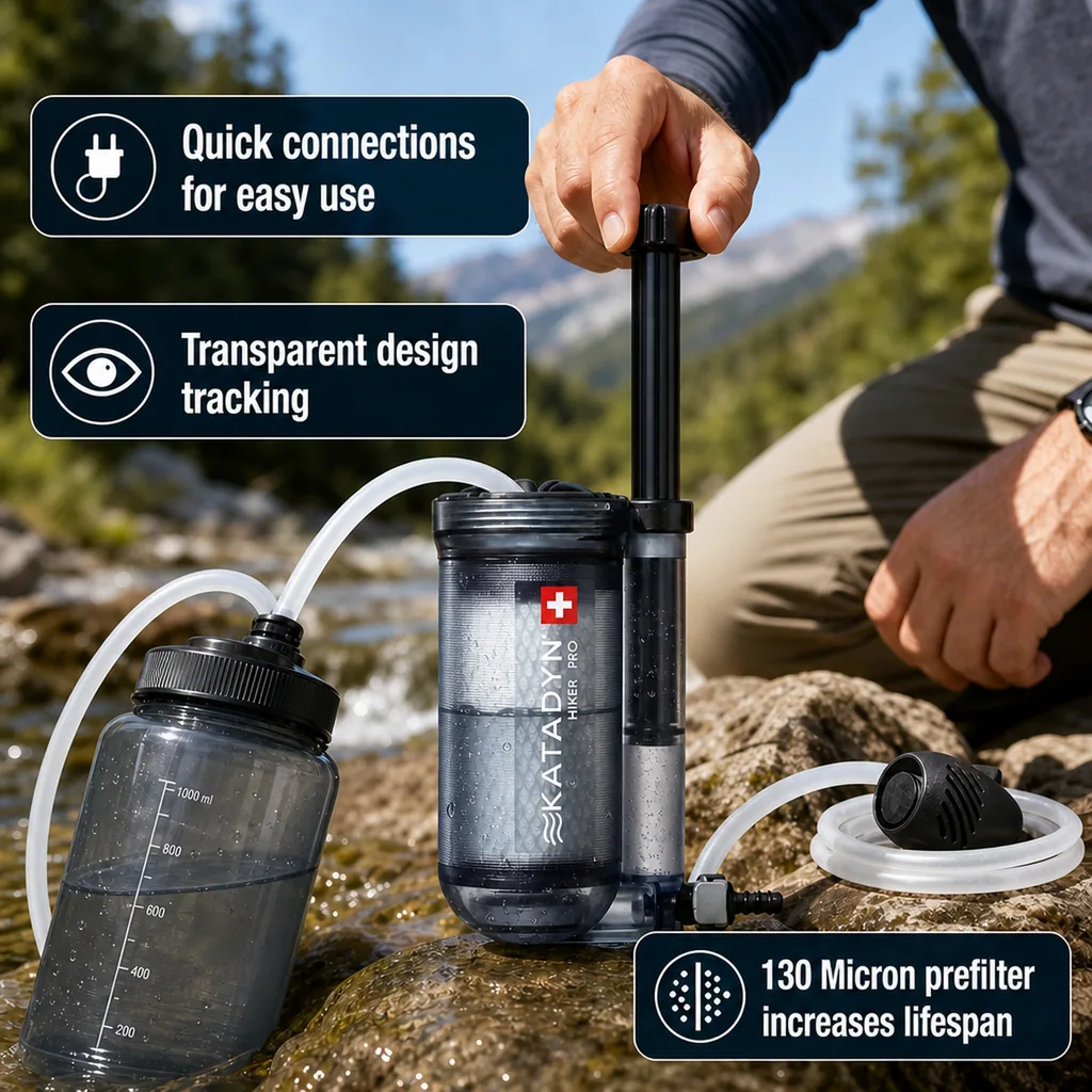 Water Filter, Portable Water Filter, Hiking Water Filter, Transparent Water Purifier