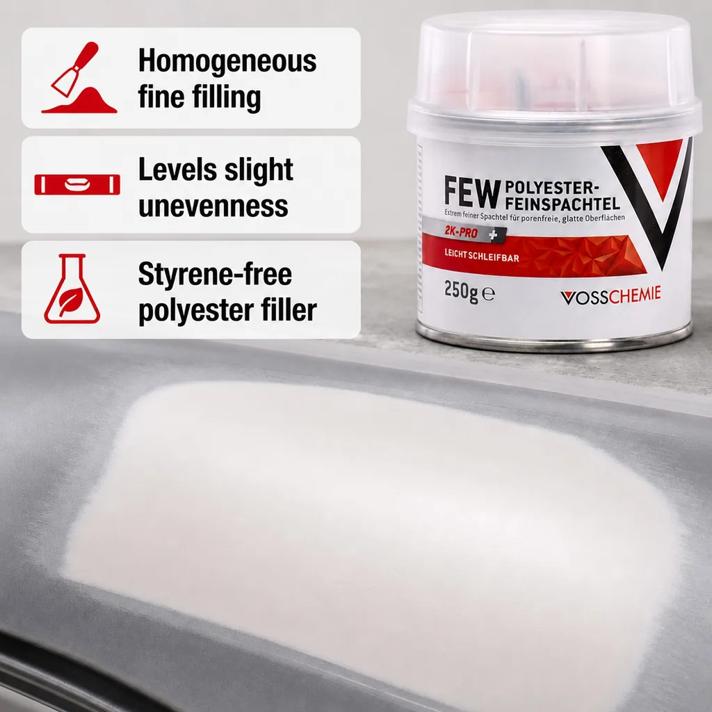 Polyester Filler, 2K Filler, Fine Filler, 250 g Automotive Body Filler