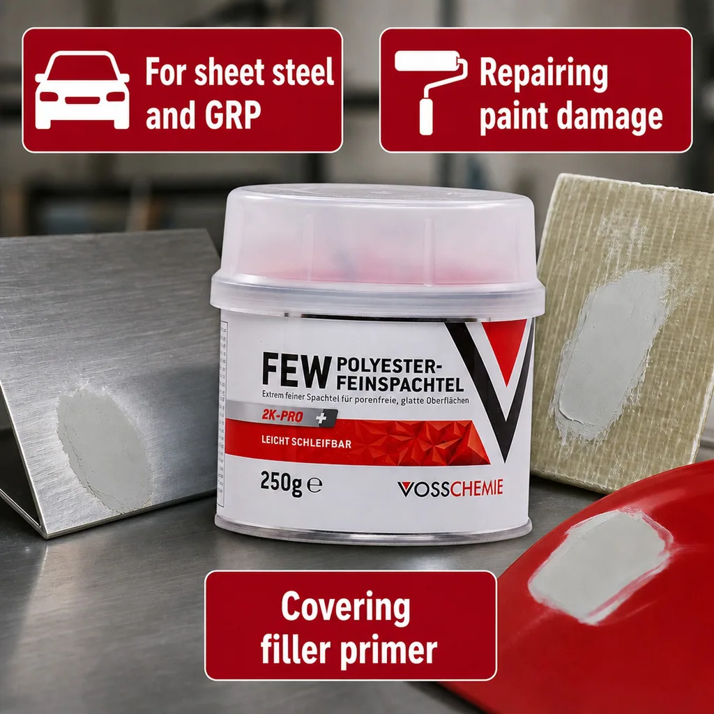 Polyester Filler, 2K Filler, Fine Filler, 250 g Automotive Body Filler