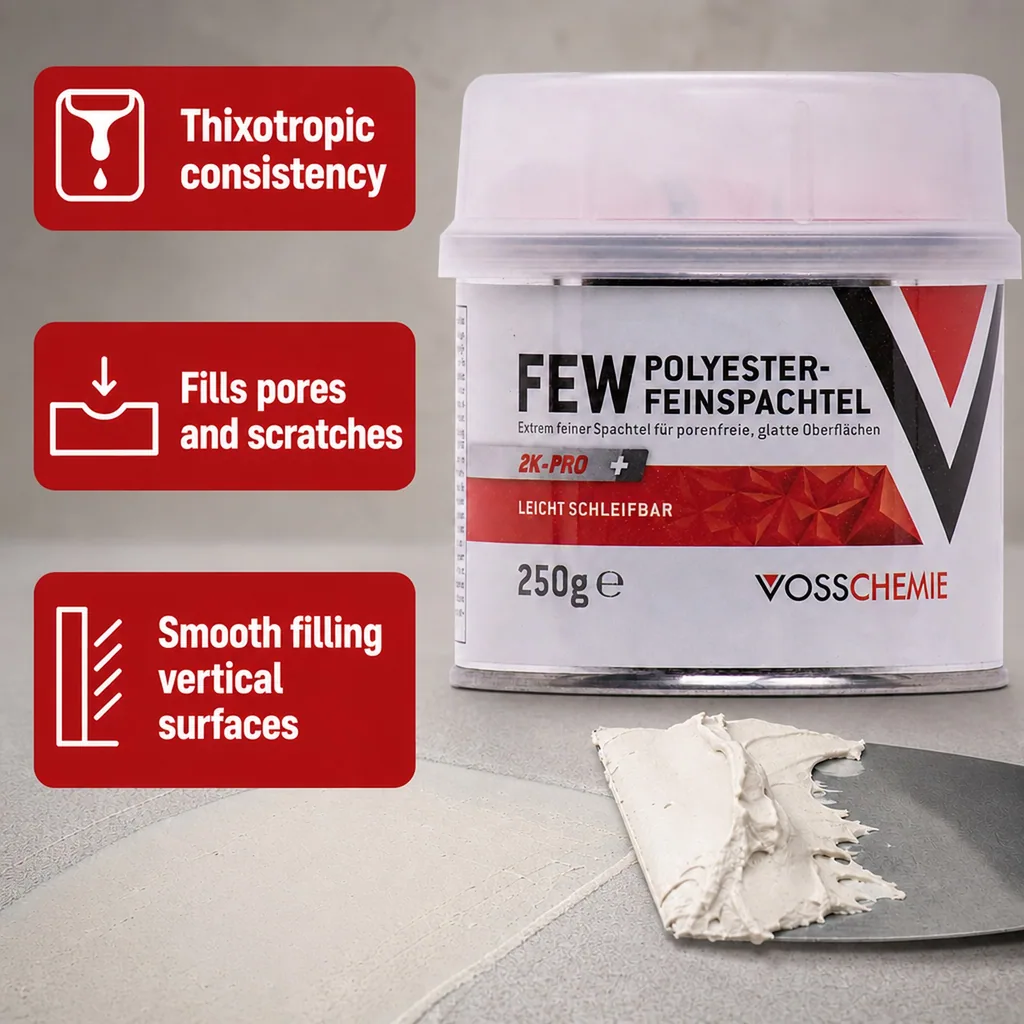 Polyester Filler, 2K Filler, Fine Filler, 250 g Automotive Body Filler