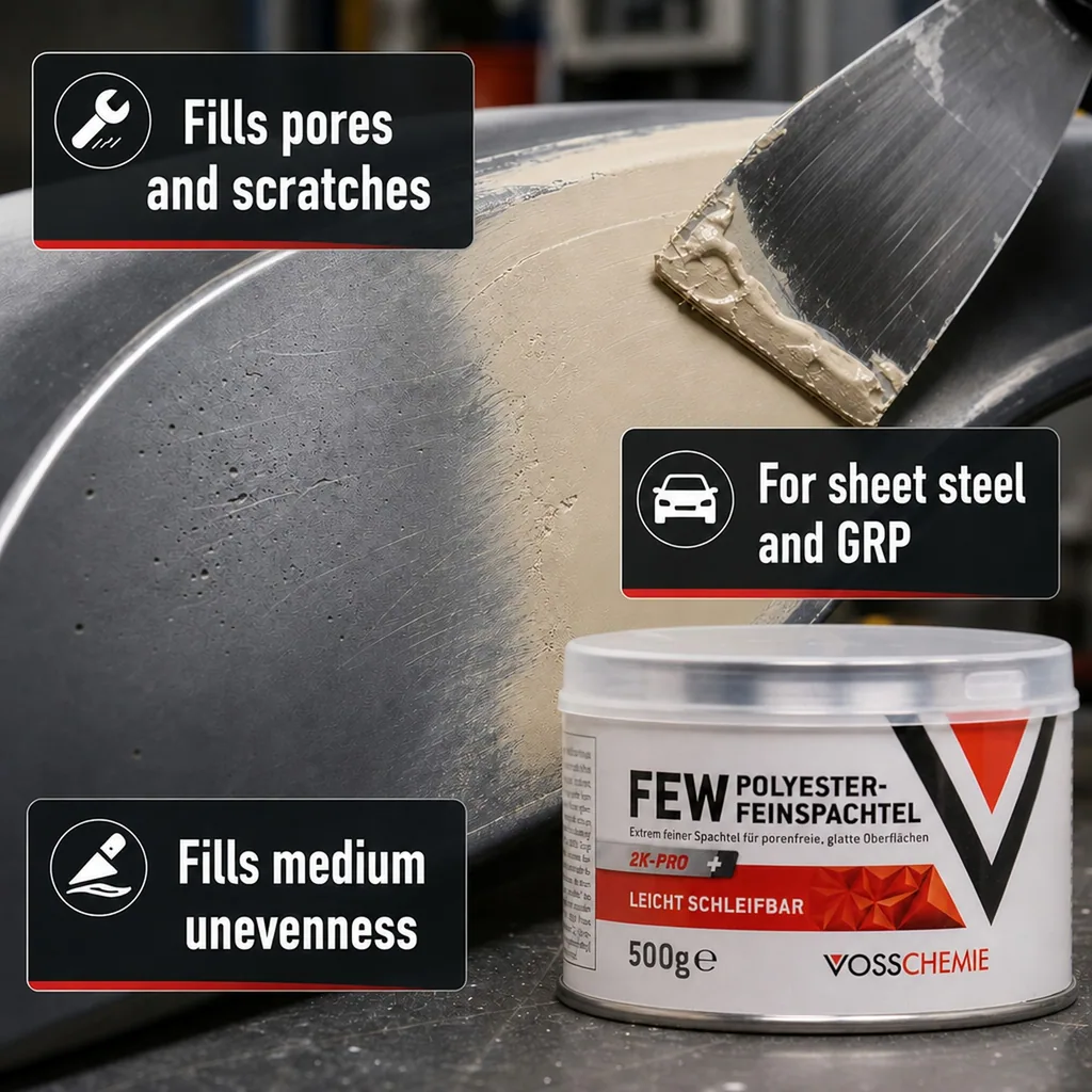 Polyester filler, 2K filler, auto body filler, fine filler 500 g