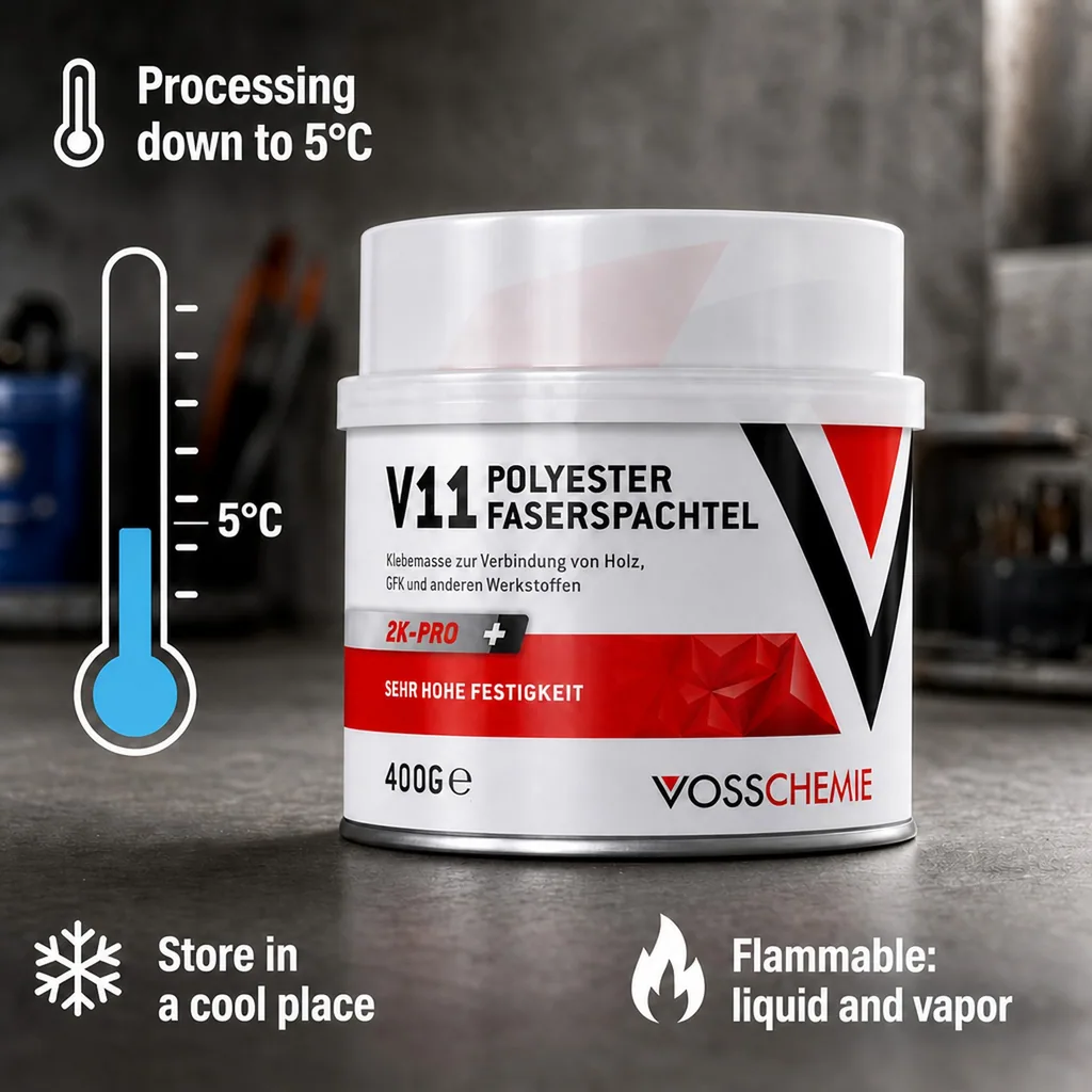 Polyester Filler 400g, 2K Pro, Fiberglass Filler, Auto Body Filler