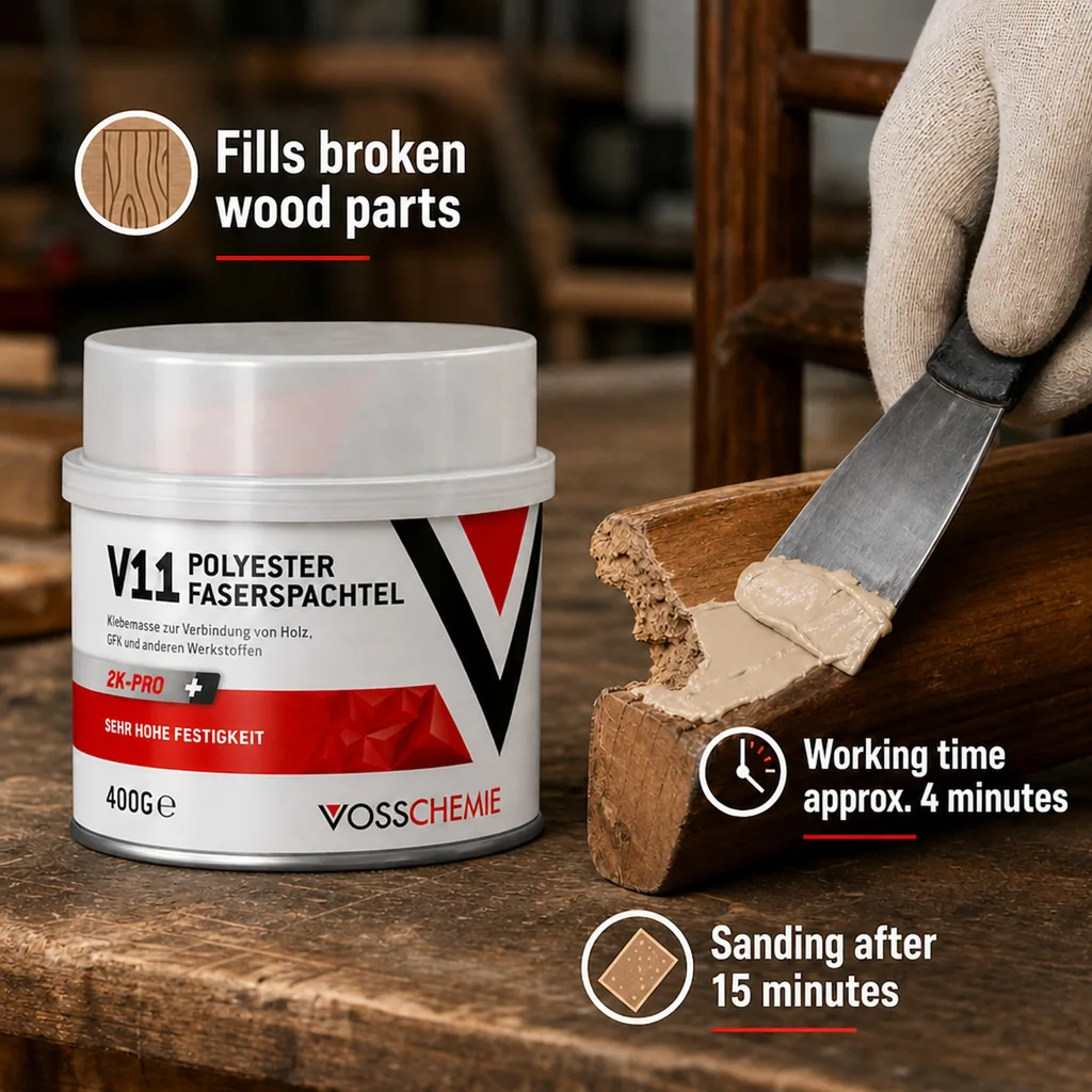 Polyester Filler 400g, 2K Pro, Fiberglass Filler, Auto Body Filler