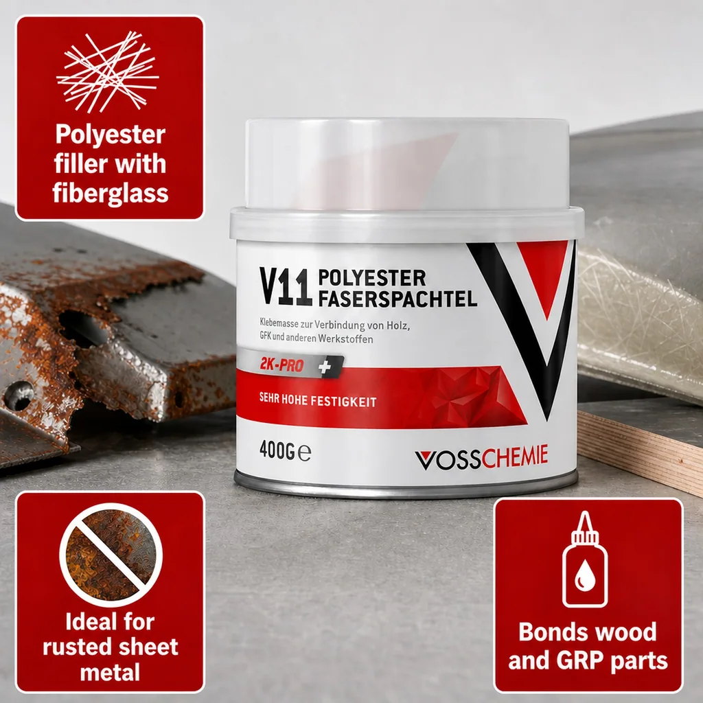Polyester Filler 400g, 2K Pro, Fiberglass Filler, Auto Body Filler