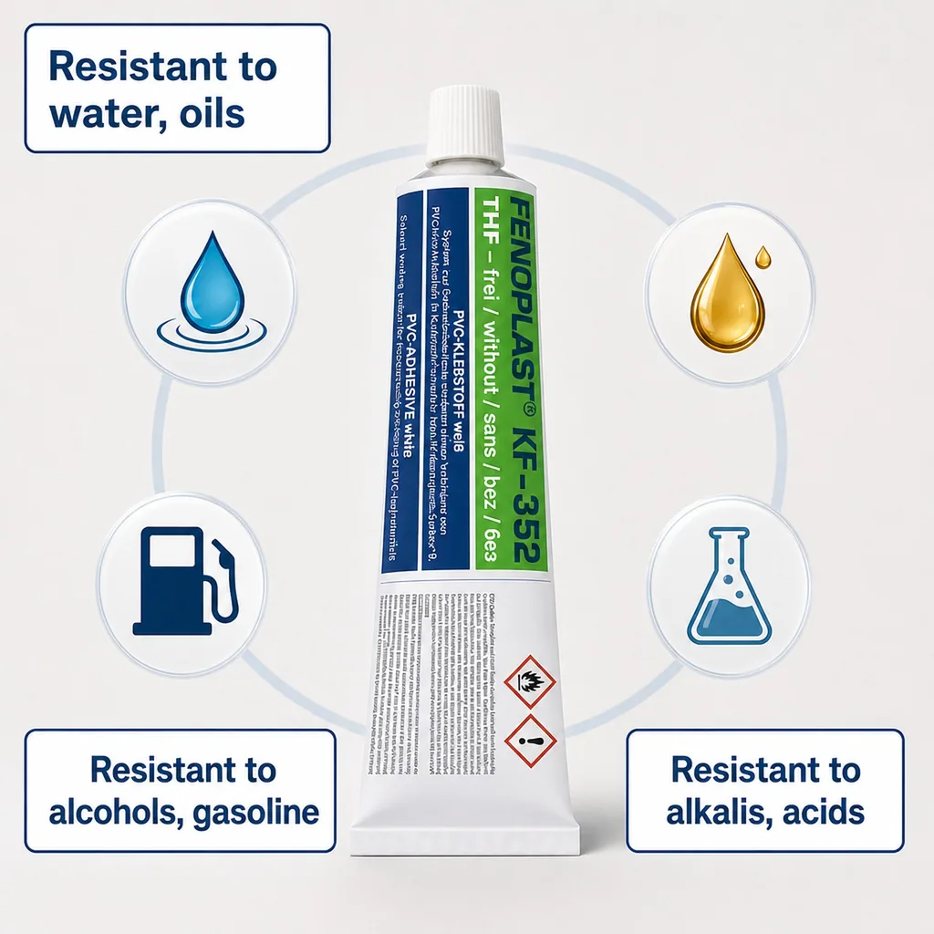 PVC solvent cement, PVC welding adhesive, 180 g/200 ml, white PVC adhesive