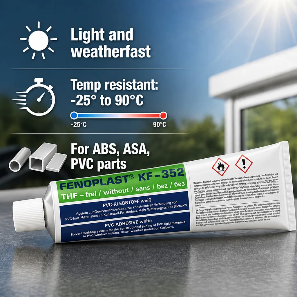 PVC solvent cement, PVC welding adhesive, 180 g/200 ml, white PVC adhesive