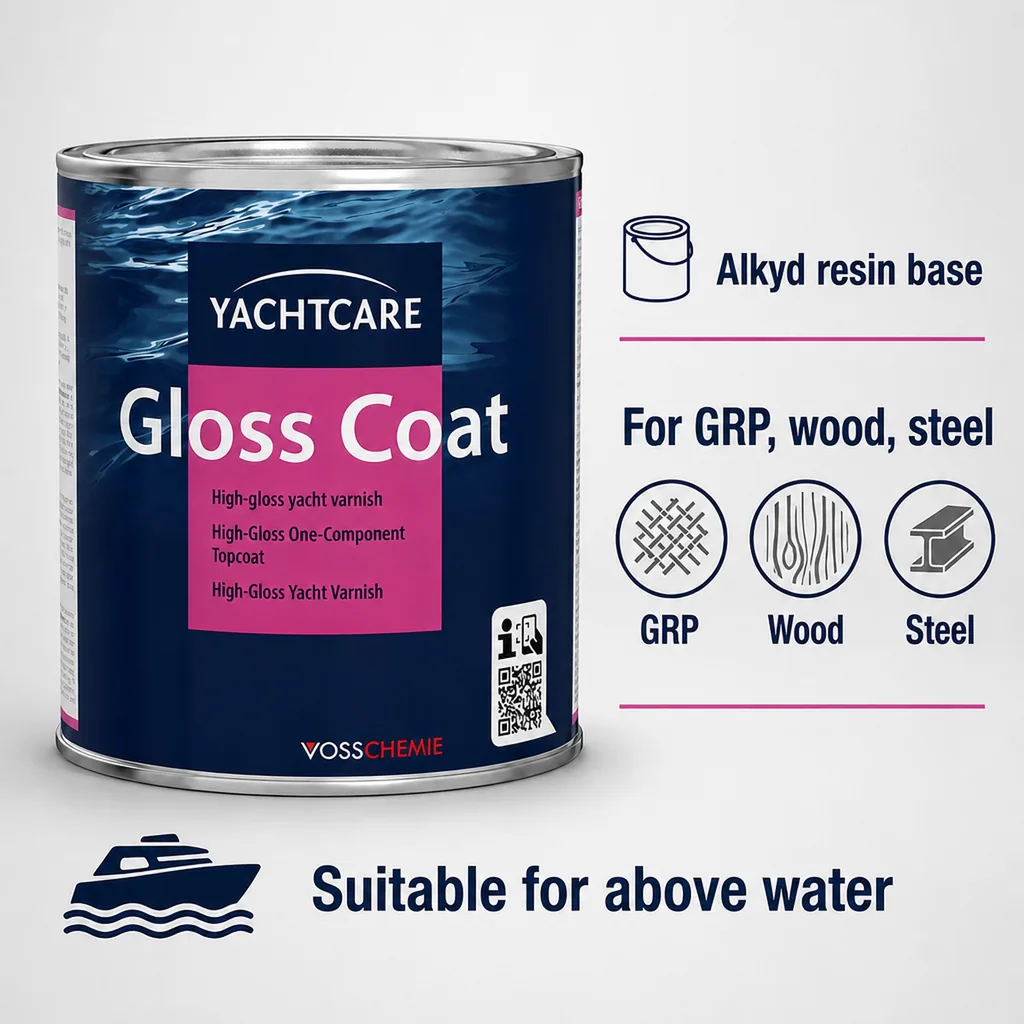 Yacht paint, Gloss Coat 750 ml, gray, marine paint, boat paint