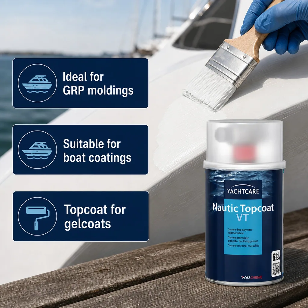 Marine Topcoat, 500 g, White Topcoat, Boat Paint, Final Coat