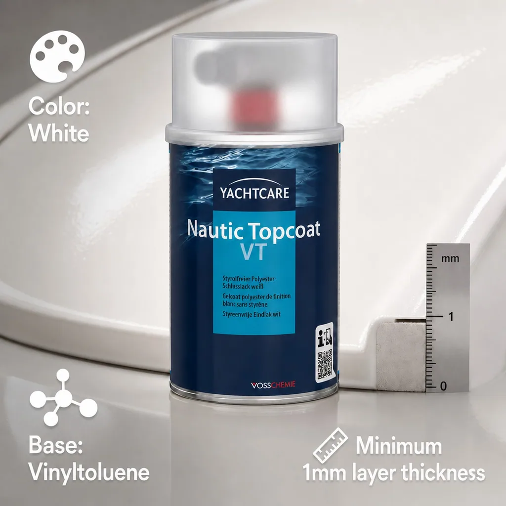 Marine Topcoat, 500 g, White Topcoat, Boat Paint, Final Coat