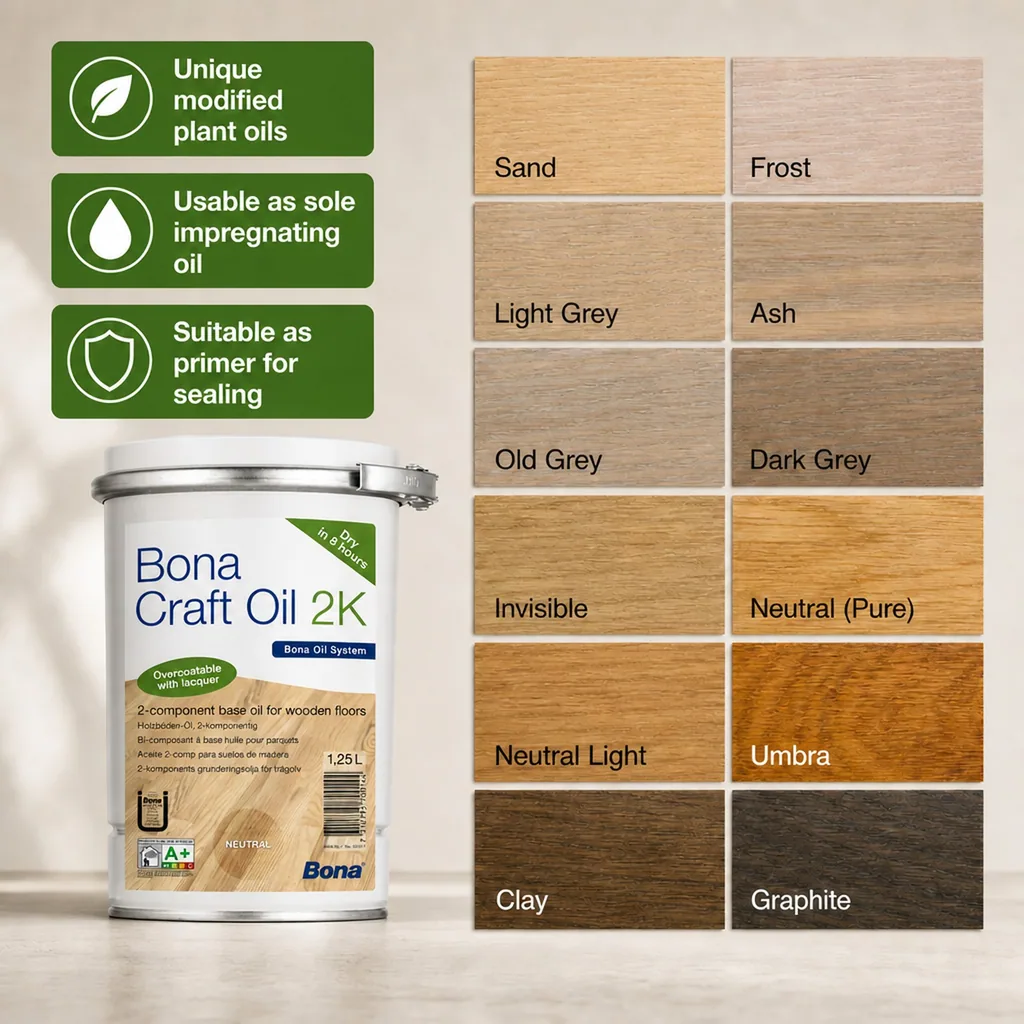 Wood Oil, Craft Oil 2K, Umbra Stain, 1.25 Liter, Chestnut Brown Wood Stain, Wood Finishing Oil