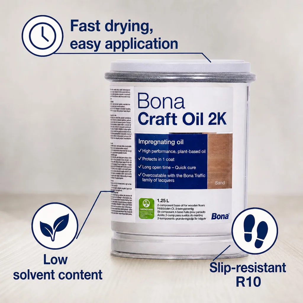 Wood Oil, 2K Wood Oil, Sand Wood Stain, 1.25 Liter, Wood Finish, Floor Finish