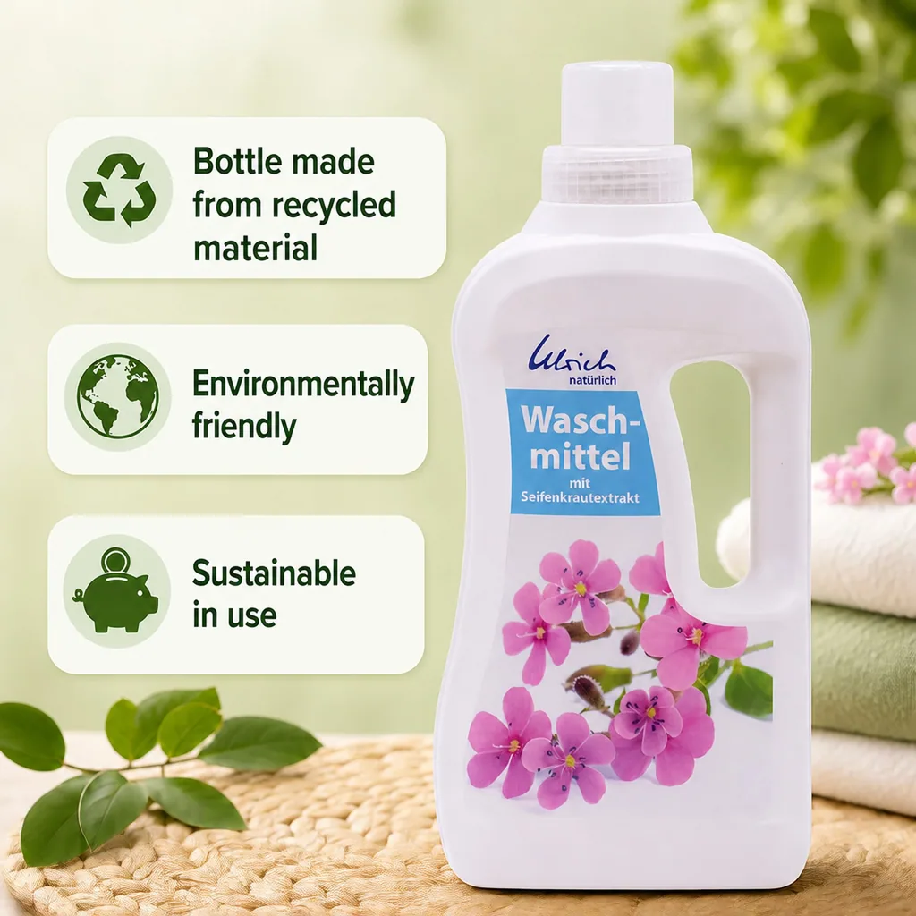 Laundry Detergent, Liquid, 1 Liter, Natural, Eco Friendly, Gentle, Plant Based, Soapwort