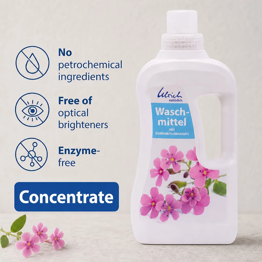 Laundry Detergent, Liquid, 1 Liter, Natural, Eco Friendly, Gentle, Plant Based, Soapwort