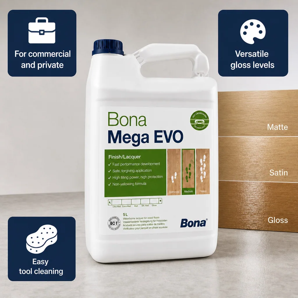 Floor Sealant, Wood Floor Finish, 5 Liter  MEGA EVO