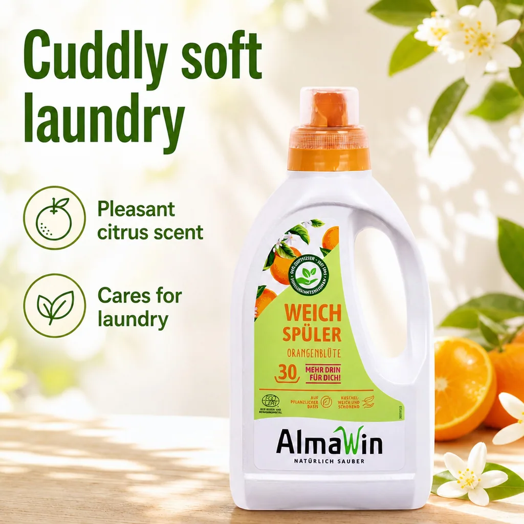 Fabric Softener, 750 ml, Natural Fabric Softener, Orange Blossom