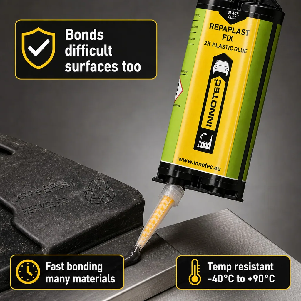 Epoxy Repair, Plastic Repair, Automotive Plastic Repair, Bumper Repair Kit, 50 ml Black Epoxy, Doppelkartusche
