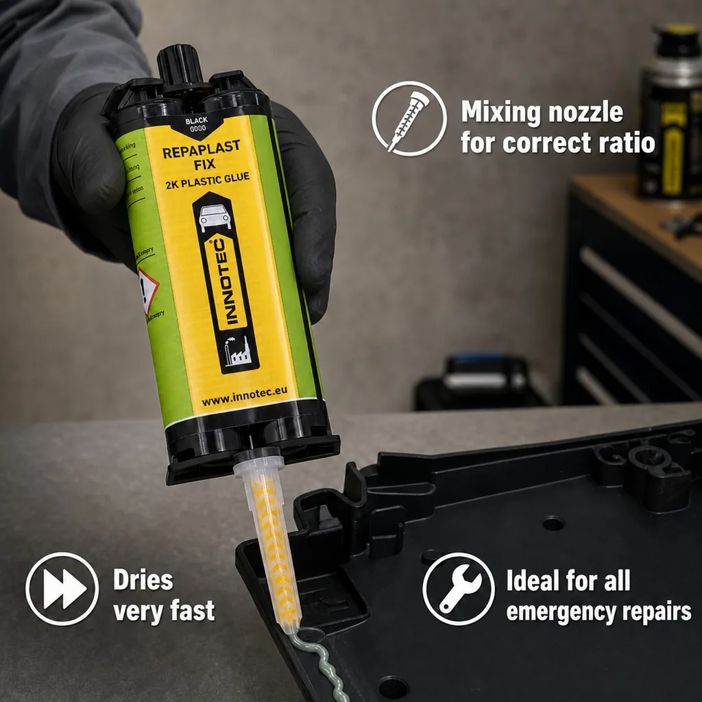 Epoxy Repair, Plastic Repair, Automotive Plastic Repair, Bumper Repair Kit, 50 ml Black Epoxy, Doppelkartusche