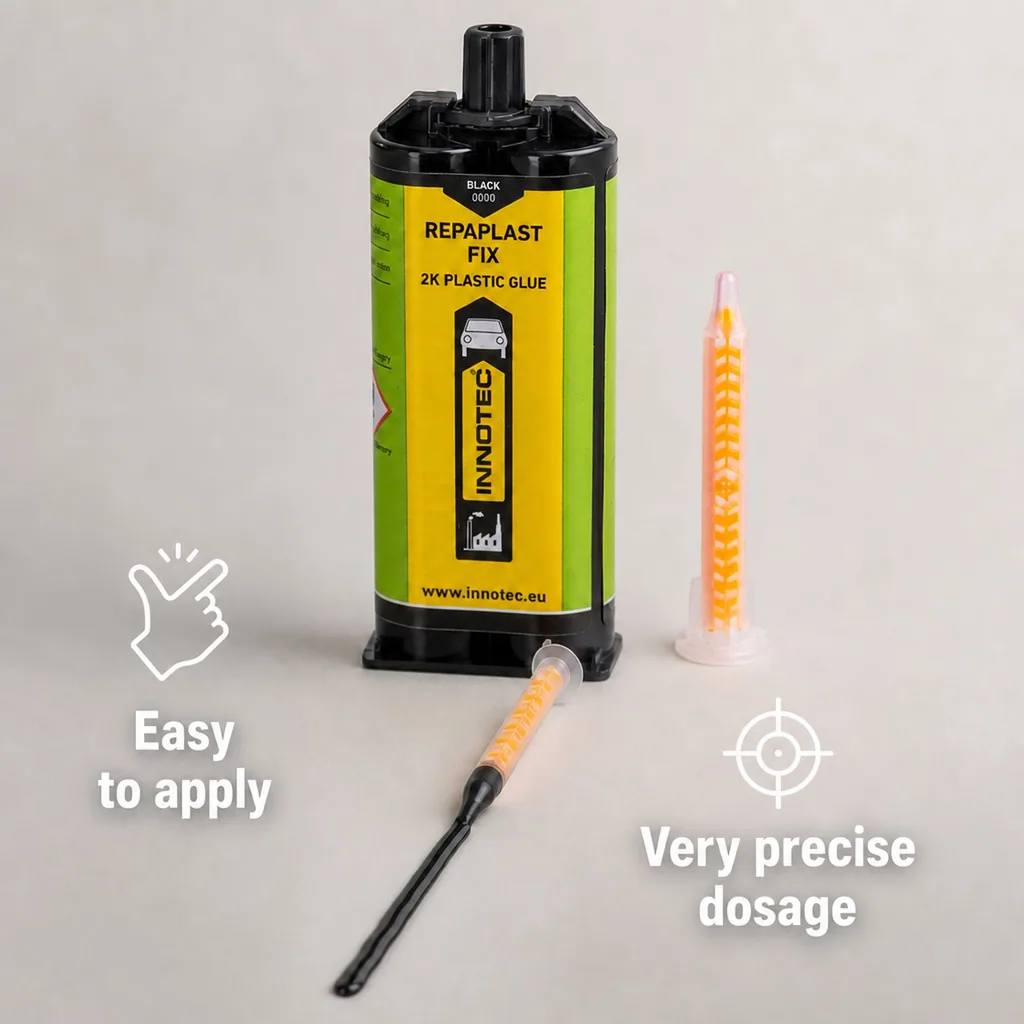 Epoxy Repair, Plastic Repair, Automotive Plastic Repair, Bumper Repair Kit, 50 ml Black Epoxy, Doppelkartusche