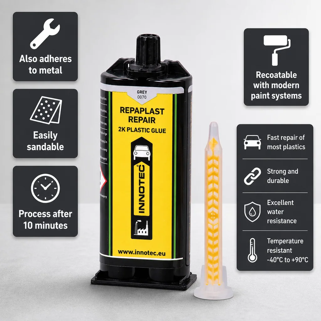 Plastic Repair, Epoxy Repair, Plastic Adhesive, 50 ml gray dual cartridge