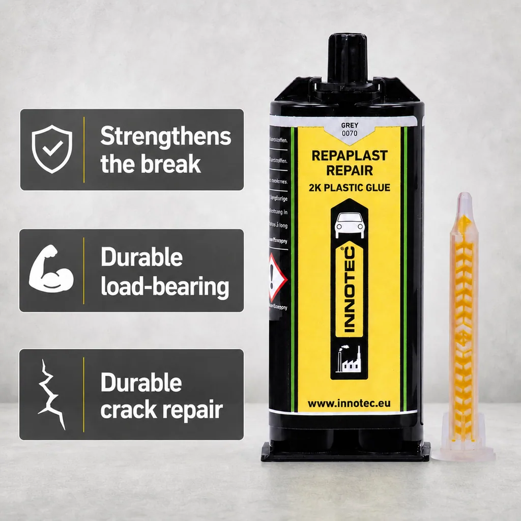 Plastic Repair, Epoxy Repair, Plastic Adhesive, 50 ml gray dual cartridge