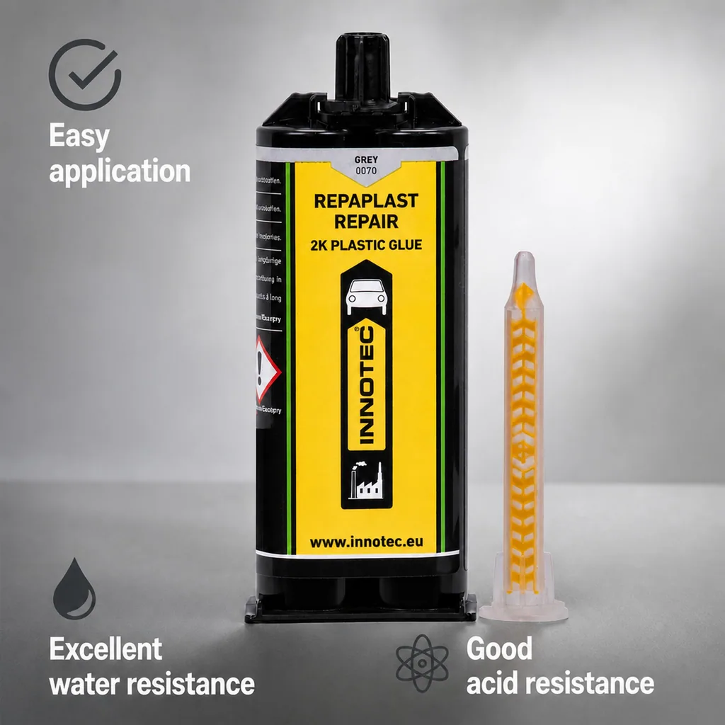 Plastic Repair, Epoxy Repair, Plastic Adhesive, 50 ml gray dual cartridge