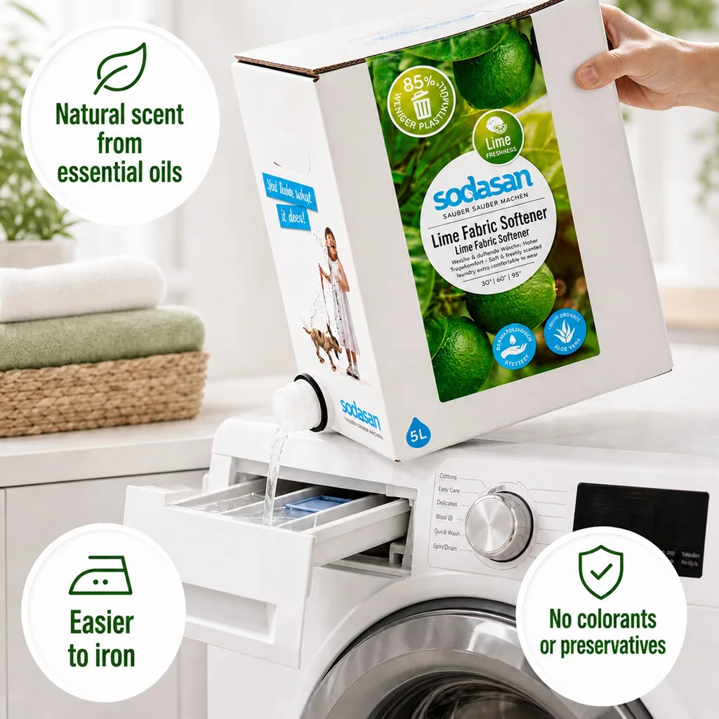 Fabric Softener, Lime, 5 Liter Bag in Box, natural fabric softener
