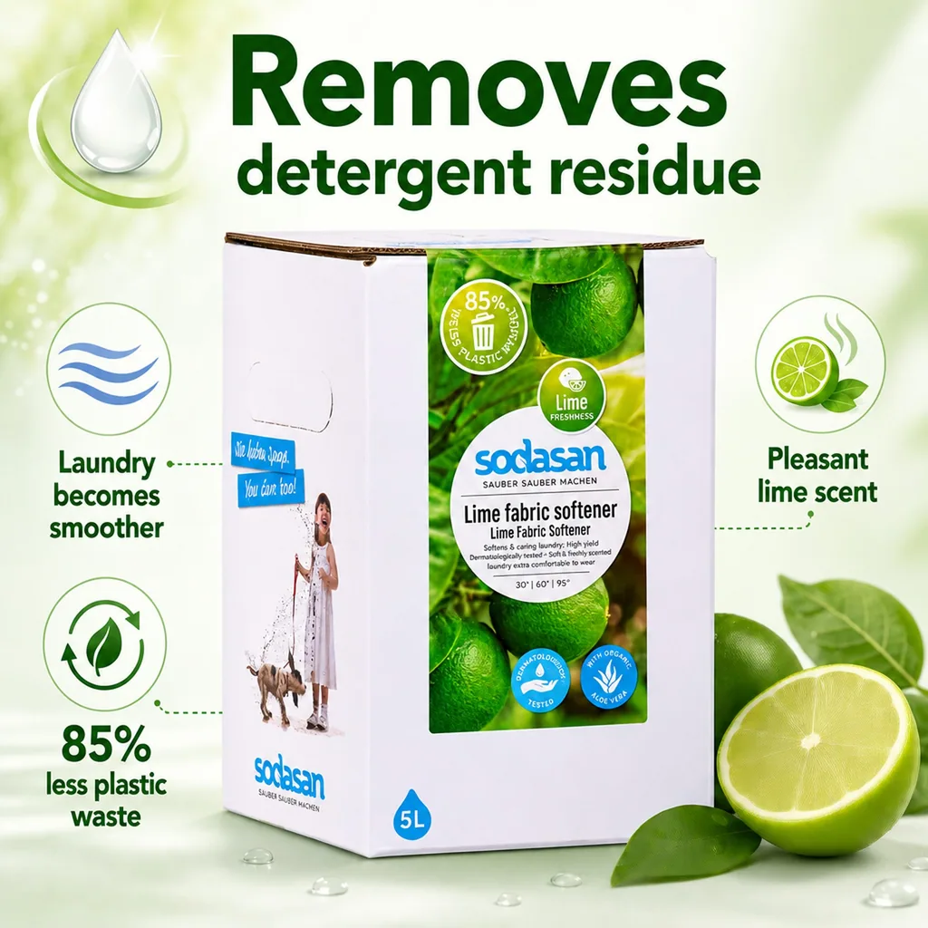 Fabric Softener, Lime, 5 Liter Bag in Box, natural fabric softener