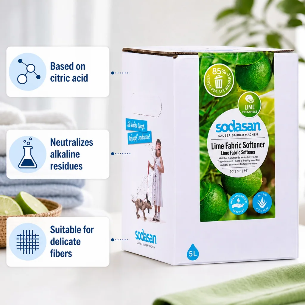 Fabric Softener, Lime, 5 Liter Bag in Box, natural fabric softener