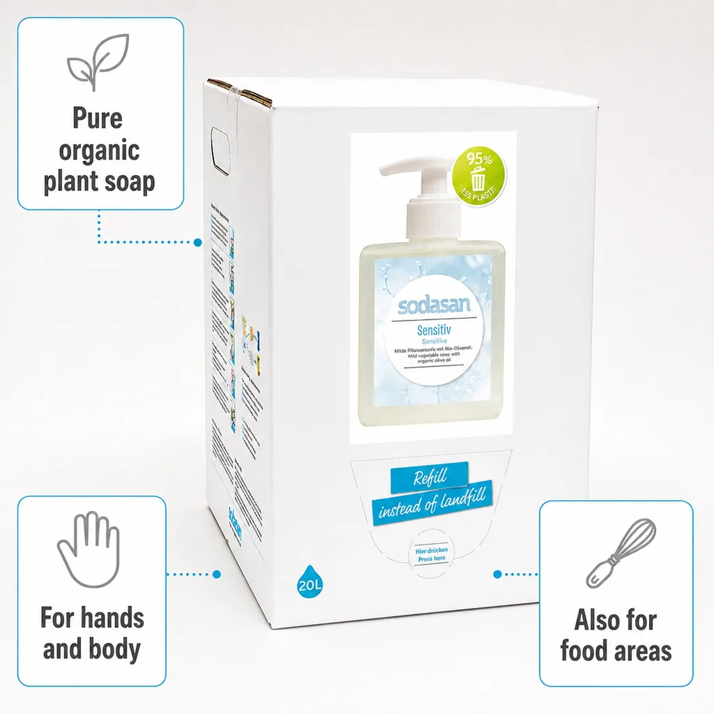 Liquid Hand Soap, Sensitive Skin Hand Soap, 20 Liter Bulk Hand Soap, Fragrance Free, Unscented, Gentle
