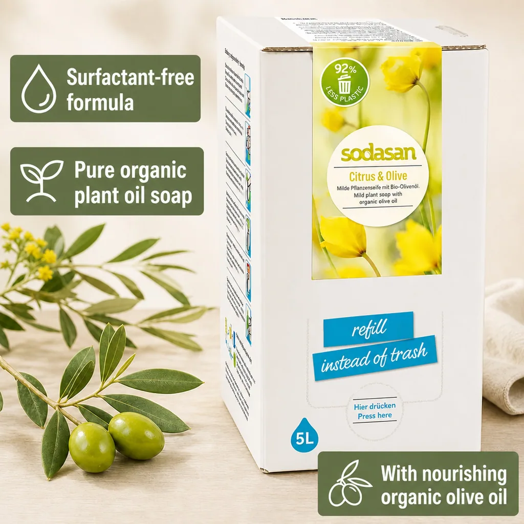 Liquid Hand Soap 5 Liter, Citrus Olive, Natural Organic Hand Soap, Bulk